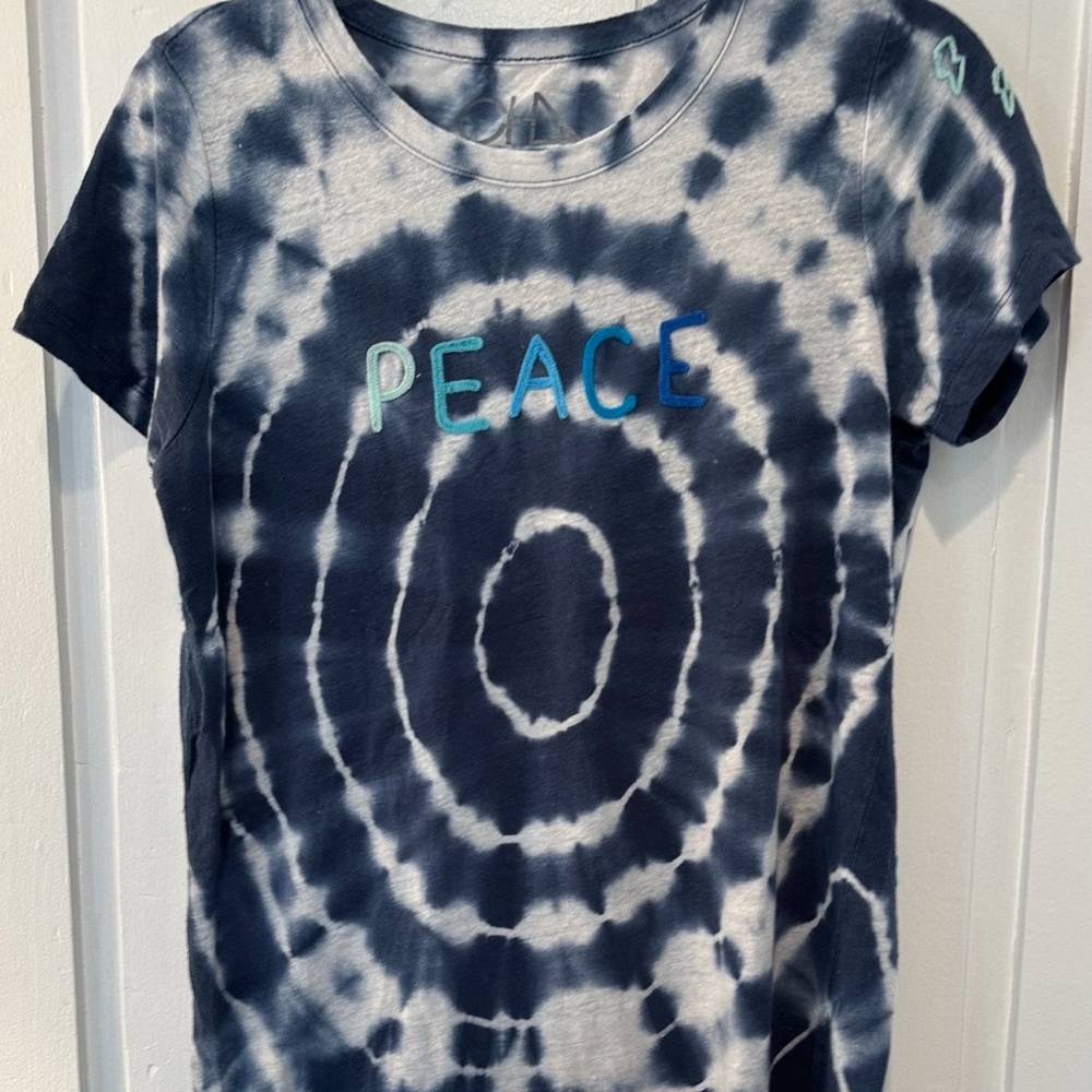 Chaser Navy and White Tie-Dye Peace Tee